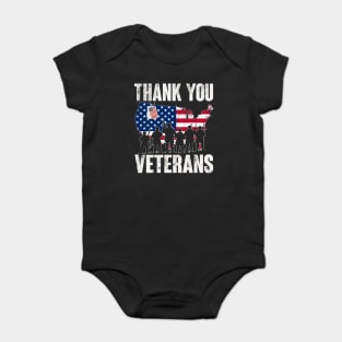 Thank You Veterans USA Flag - Gift for Veterans Day, 4th of July or Memorial Day Patriotic Baby Bodysuit